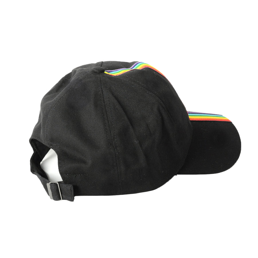 Black Baseball Cap with Rainbow Stripe