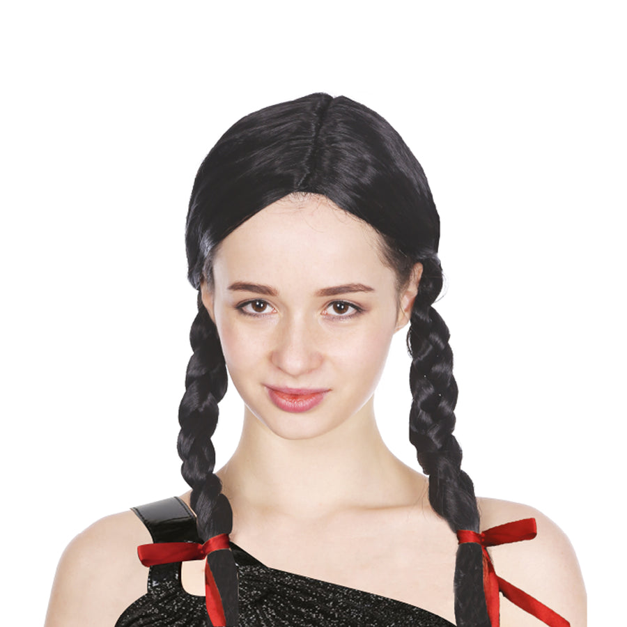 Black Plaited Pigtail Wig