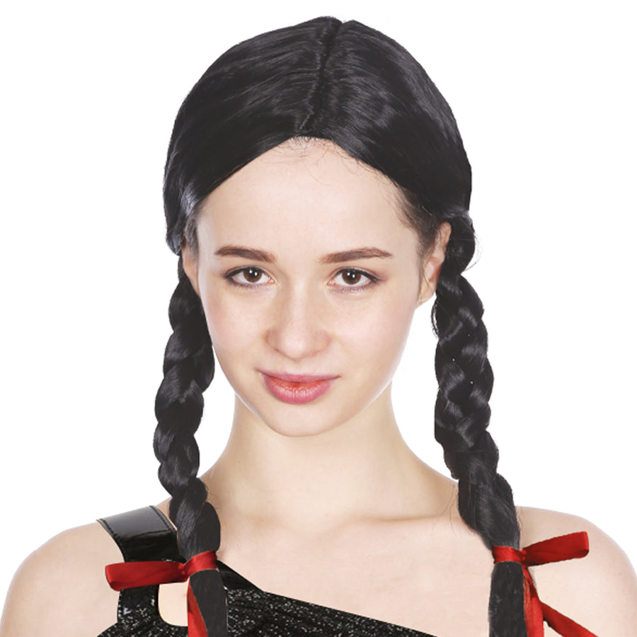 Black Plaited Pigtail Wig