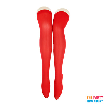 Red Plain Over Knee Stockings