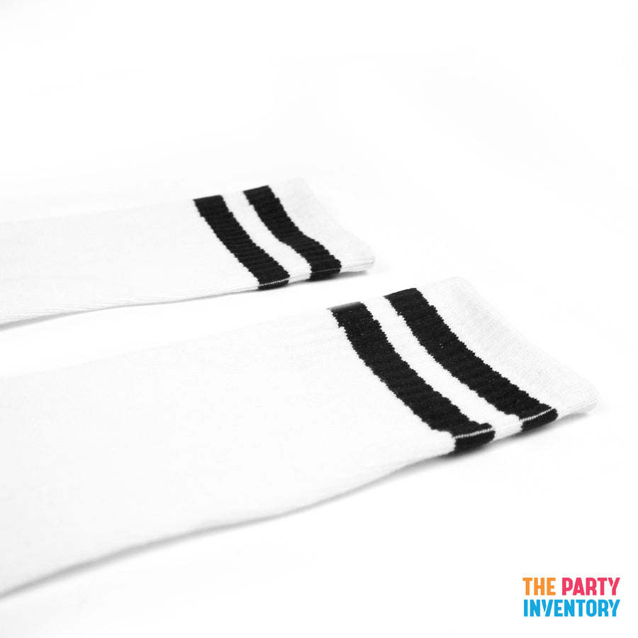 White Sports Socks with Black Stripe