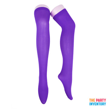 Purple Plain Over Knee Stockings