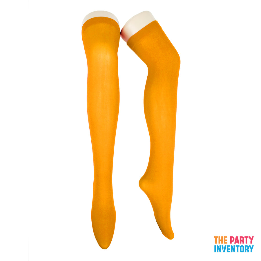 Orange Plain Over Knee Stockings